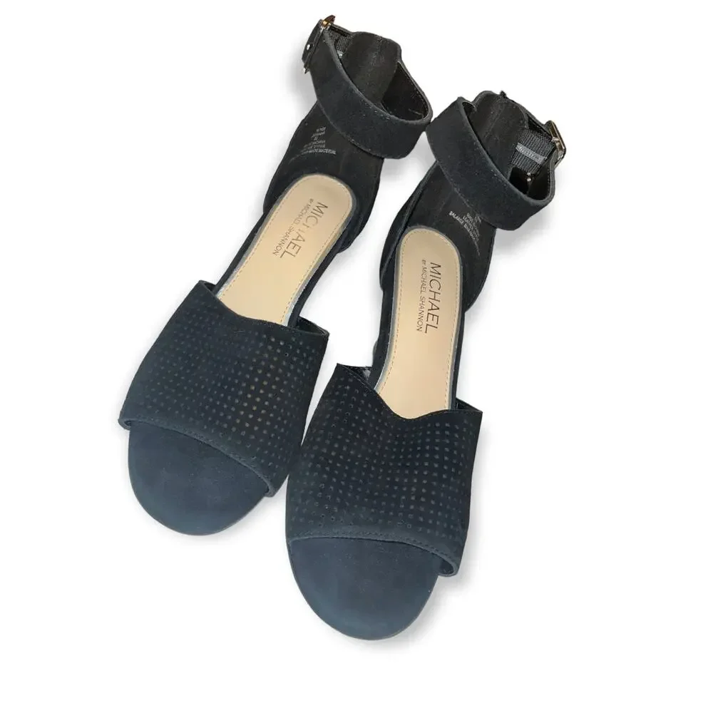 Michael by Michael Kors Heel wedges black suede leather upper 8.5 EUC